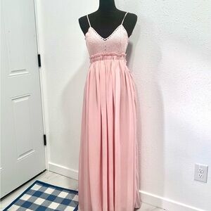 Miss Avenue Pink Maxi crochet bust summer Dress S